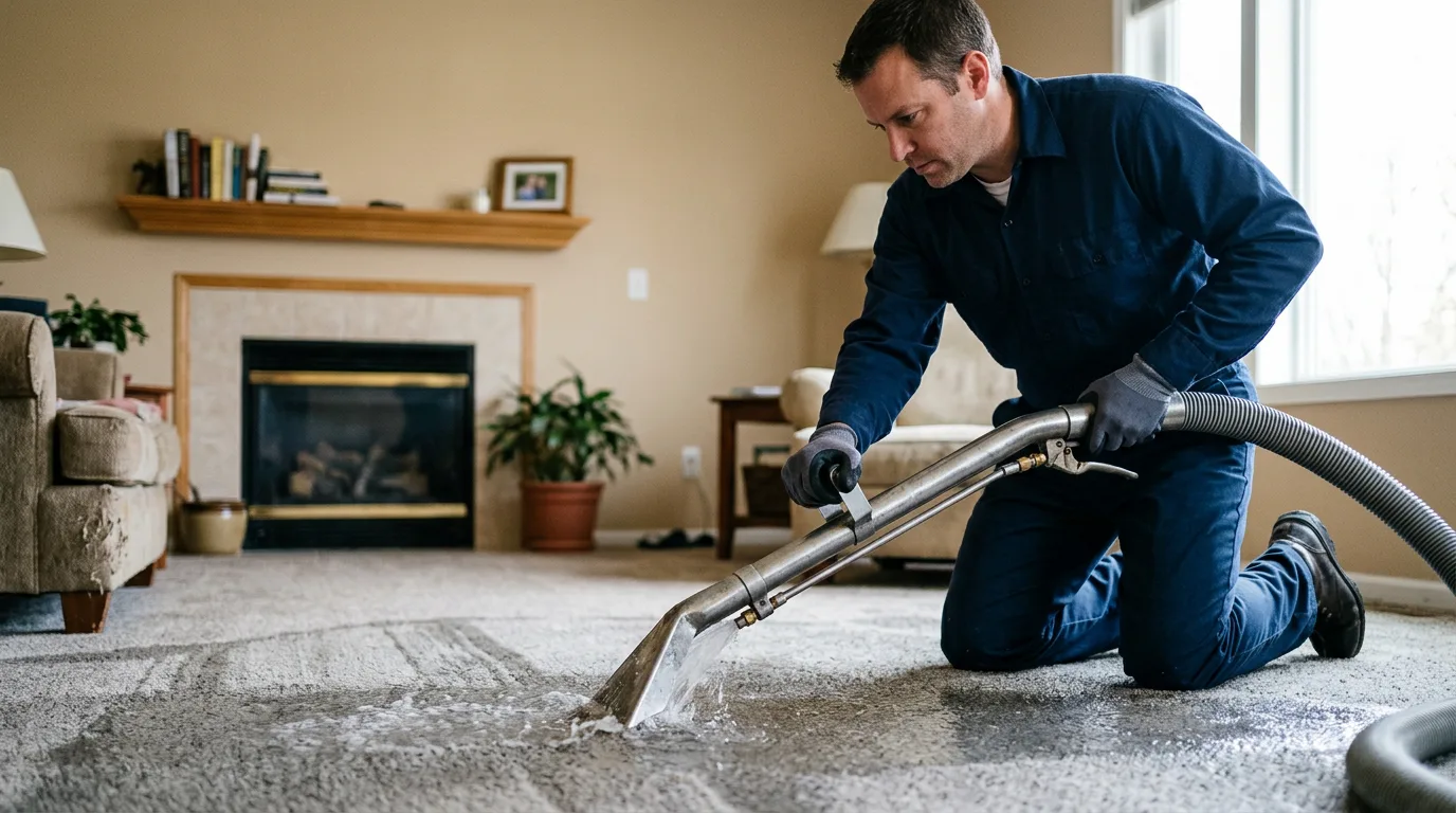 Water damage restoration technician working near Yettem, CA